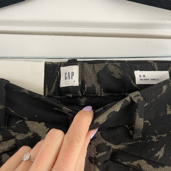 Gap Skinny Ankle Jacquard Pant Black/Gold Floral Print - 0 - Picture 4 of 4